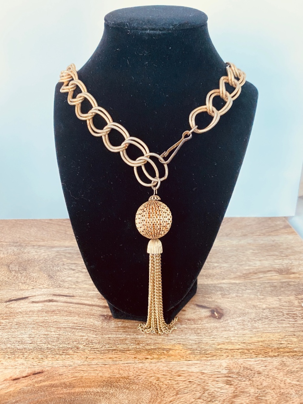 Vintage Gold Tone Tassel Lariat Chain Belt Statement Necklace Flapper Style